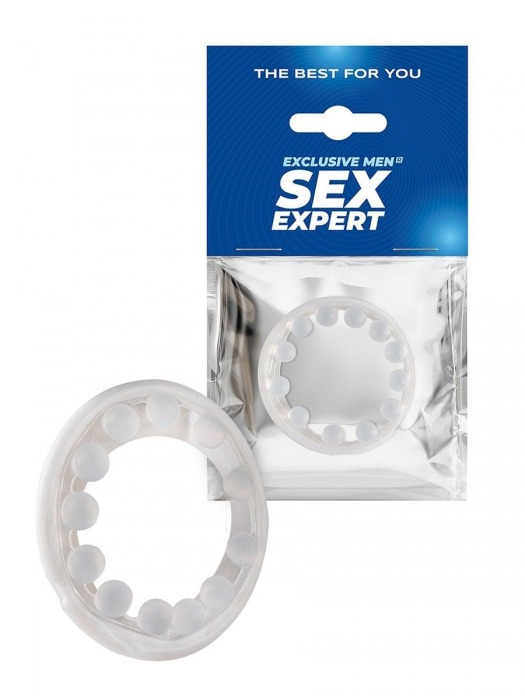 Эрекционное кольцо со стимулирующими шариками на поверхности - Sex Expert - в Раменском купить с доставкой