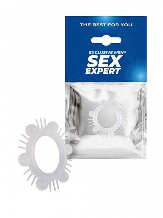 Эластичное эрекционное кольцо с шипиками и шариками - Sex Expert - в Раменском купить с доставкой