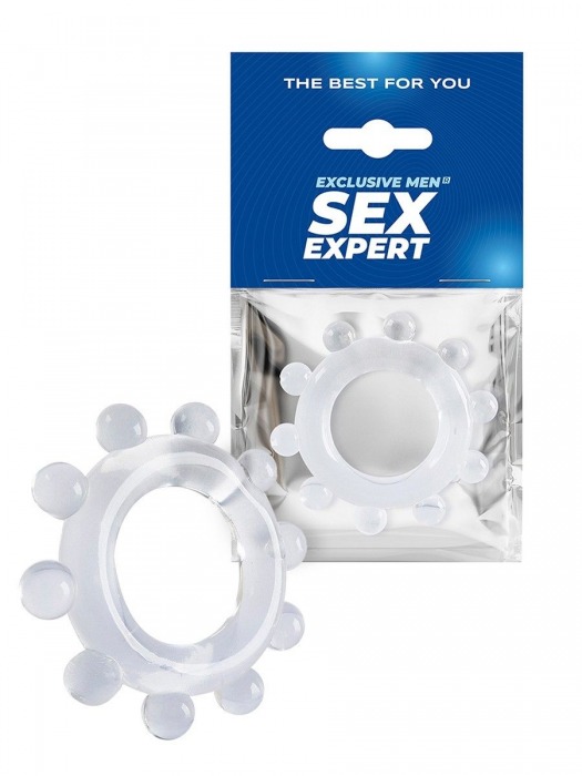Прозрачное эрекционное кольцо со стимулирующими шариками - Sex Expert - в Раменском купить с доставкой