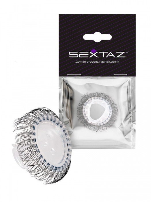 Эластичное эрекционное кольцо с длинными черными «ресничками» - Sextaz - в Раменском купить с доставкой