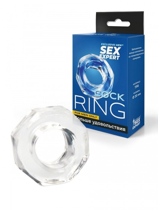 Прозрачное эрекционное кольцо в форме гайки - Sex Expert - в Раменском купить с доставкой