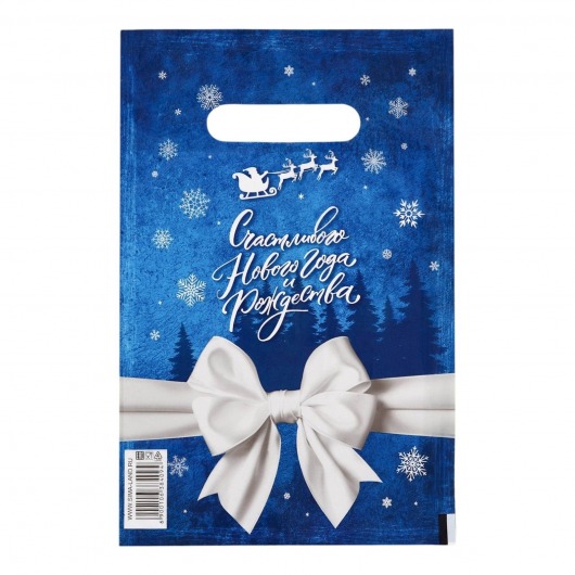Сине-белый подарочный новогодний пакет с вырубной ручкой (20х30 см) - Сима-Ленд - купить с доставкой в Раменском