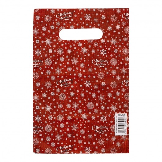 Красный подарочный новогодний пакет с вырубной ручкой (20х30 см) - Сима-Ленд - купить с доставкой в Раменском