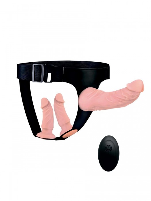 Женский страпон с 3 насадками и вибрацией - Erowoman-Eroman - купить с доставкой в Раменском