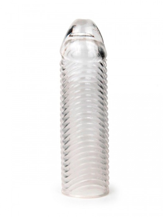 Прозрачная закрытая насадка на пенис с ребрышками - 16 см. - Sex Expert - в Раменском купить с доставкой