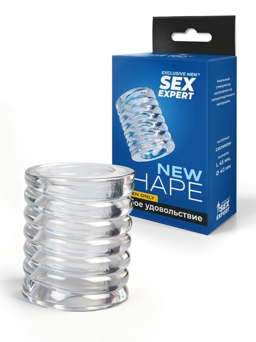 Прозрачная сквозная насадка на пенис с ребрышками - Sex Expert - в Раменском купить с доставкой