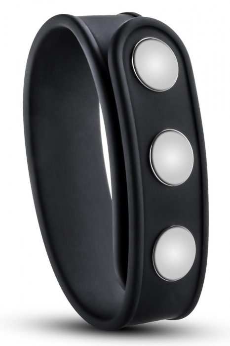 Черное эрекционное кольцо на кнопках - Blush Novelties - в Раменском купить с доставкой