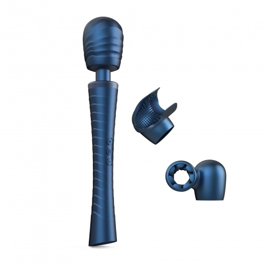 Синий вибромассажёр с насадками Man.wand Edgy - Manwan - в Раменском купить с доставкой