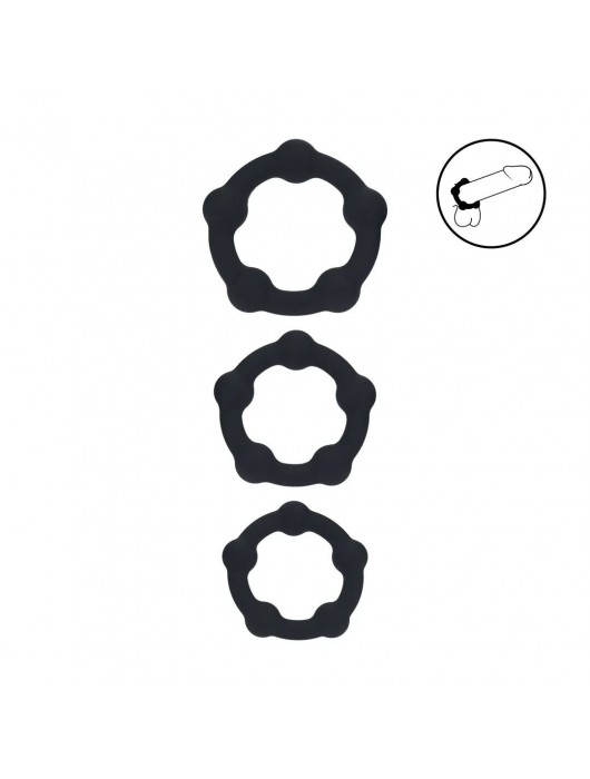 Набор из 3 эрекционных колец Beaded Silicone Cockring Set - Shots Media BV - в Раменском купить с доставкой