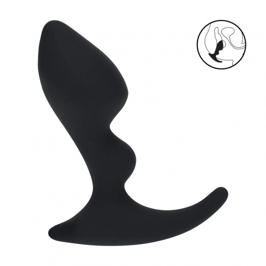 Черная анальная пробка для массажа простаты Double Ripple Silicone Prostate Massager - Shots Media BV - в Раменском купить с доставкой