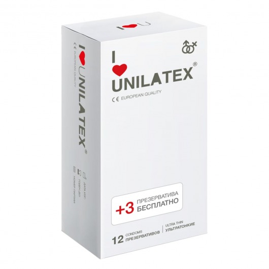 Ультратонкие презервативы Unilatex Ultra Thin - 12 шт. + 3 шт. в подарок - Unilatex - купить с доставкой в Раменском