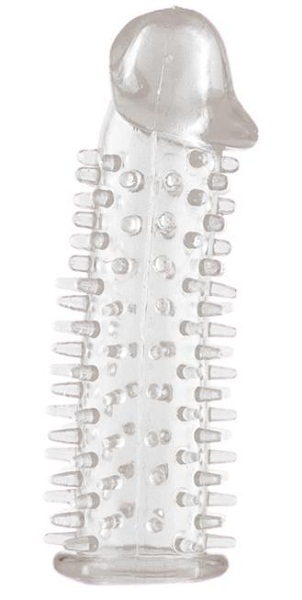 Прозрачная насадка на половой член с закрытой головкой и шипами - 12,5 см. - Toyfa Basic - в Раменском купить с доставкой