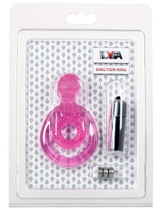 Розовая вибронасадка со стимулятор клитора   Язычок - Toyfa Basic - в Раменском купить с доставкой