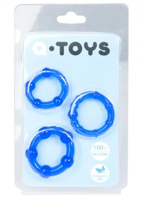 Набор из 3 синих эрекционных колец A-toys - A-toys - в Раменском купить с доставкой