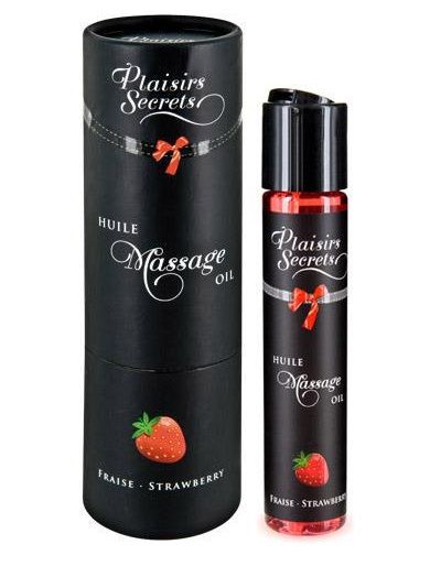 Массажное масло с ароматом клубники Huile de Massage Gourmande Fraise des Bois - 59 мл. - Plaisir Secret - купить с доставкой в Раменском