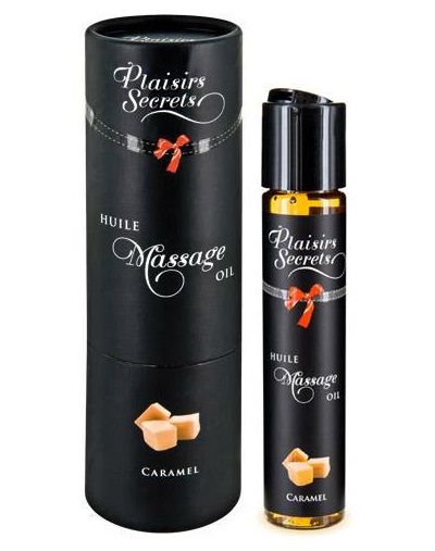 Массажное масло с ароматом карамели Huile de Massage Gourmande Caramel - 59 мл. - Plaisir Secret - купить с доставкой в Раменском