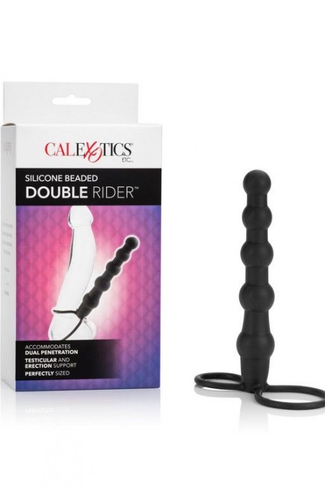 Насадка на пенис для двойного проникновения Silicone Beaded Double Rider - 14 см. - California Exotic Novelties - в Раменском купить с доставкой