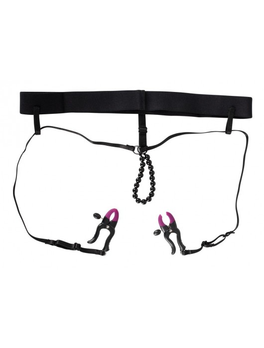 Трусики с зажимами для половых губ и бусинками для массажа промежности - Orion - купить с доставкой в Раменском