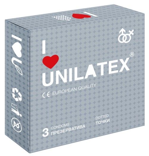 Презервативы с точками Unilatex Dotted - 3 шт. - Unilatex - купить с доставкой в Раменском