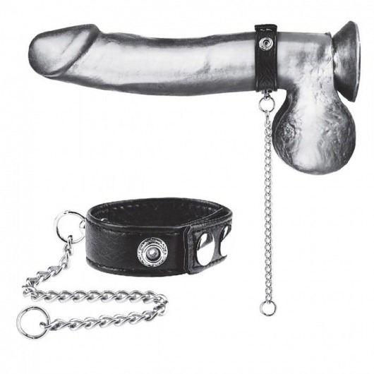 Утяжка на пенис с поводком Snap Cock Ring With 12  Leash - BlueLine - купить с доставкой в Раменском