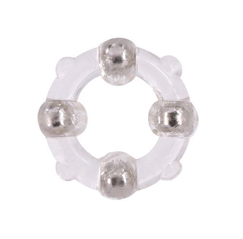 Эрекционное кольцо с 4 бусинами MENZSTUFF STUD RING CLEAR - Dream Toys - в Раменском купить с доставкой