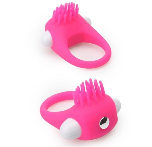 Розовое эрекционное кольцо с щеточкой LIT-UP SILICONE STIMU RING 5 - Dream Toys - в Раменском купить с доставкой