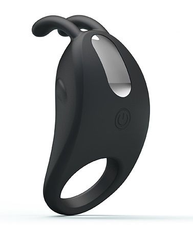 Чёрное эрекционное кольцо с вибрацией Rabbit Vibrator - Baile - в Раменском купить с доставкой