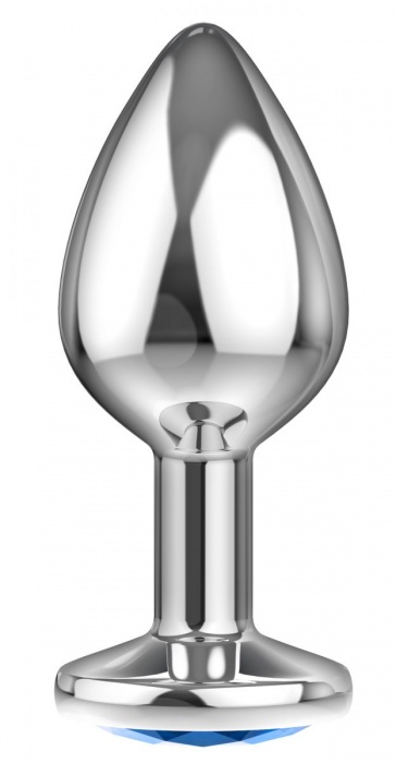 Большая серебристая анальная пробка Diamond Light blue Sparkle Large с голубым кристаллом - 8 см. - Lola Games - купить с доставкой в Раменском
