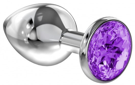 Малая серебристая анальная пробка Diamond Purple Sparkle Small с фиолетовым кристаллом - 7 см. - Lola Games - купить с доставкой в Раменском