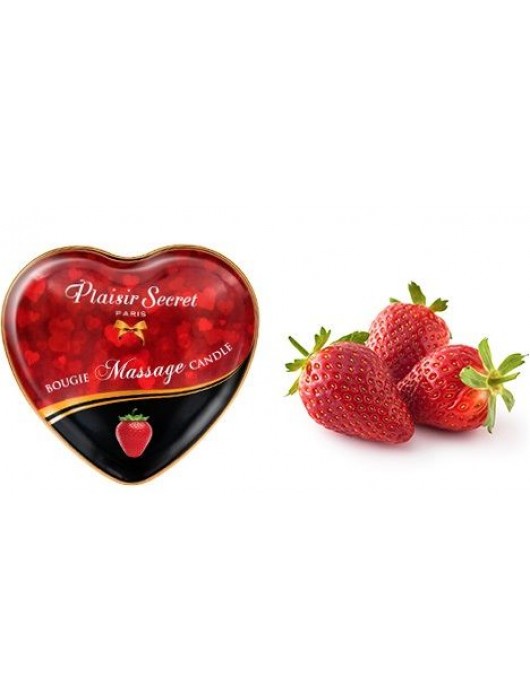 Массажная свеча с ароматом клубники Bougie Massage Candle - 35 мл. - Plaisir Secret - купить с доставкой в Раменском