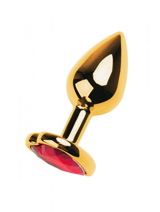 Золотистая анальная пробка с кристаллом-сердцем - 7,5 см. - ToyFa - купить с доставкой в Раменском