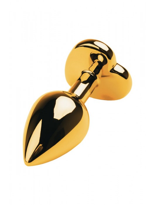 Золотистая анальная пробка с кристаллом-сердцем - 7,5 см. - ToyFa - купить с доставкой в Раменском