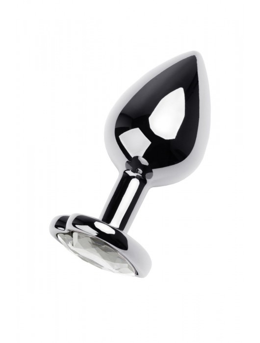 Серебристая анальная пробка с прозрачным кристаллом-сердцем - 8 см. - ToyFa - купить с доставкой в Раменском