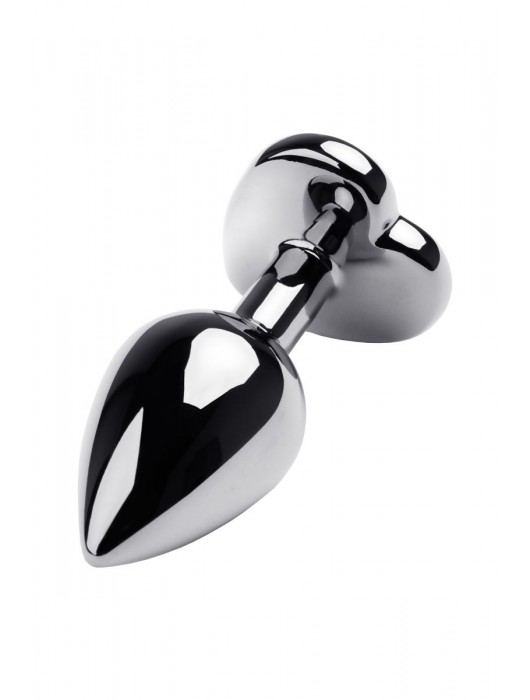 Серебристая анальная пробка с прозрачным кристаллом-сердцем - 8 см. - ToyFa - купить с доставкой в Раменском