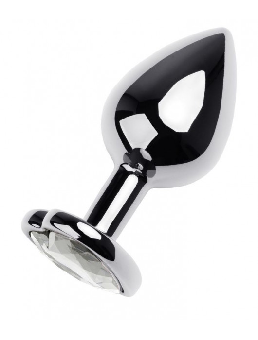 Серебристая анальная пробка с прозрачным кристаллом-сердцем - 8 см. - ToyFa - купить с доставкой в Раменском