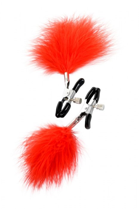 Зажимы для сосков с красным пухом Theatre - ToyFa - купить с доставкой в Раменском