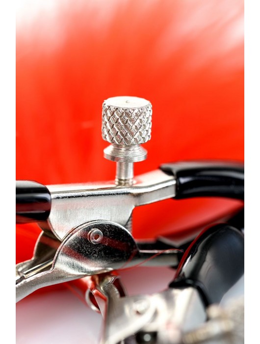 Зажимы для сосков с красным пухом Theatre - ToyFa - купить с доставкой в Раменском